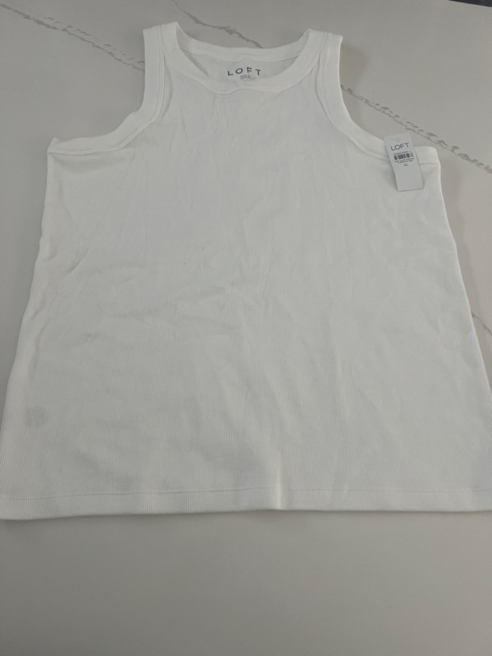 LOFT White Black and Stripe Ribbed Tank Top 3 total